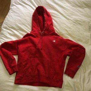 Red champion hoodie